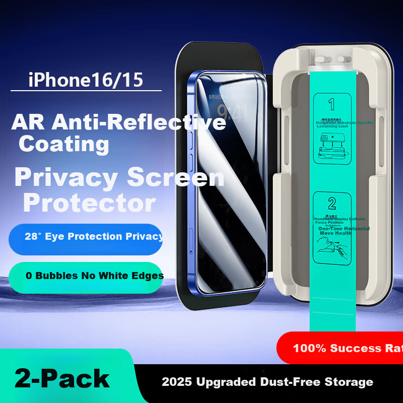 ESR Privacy Tempered Glass for iPhone 16/15 - Anti-Spy & Drop-Resistant