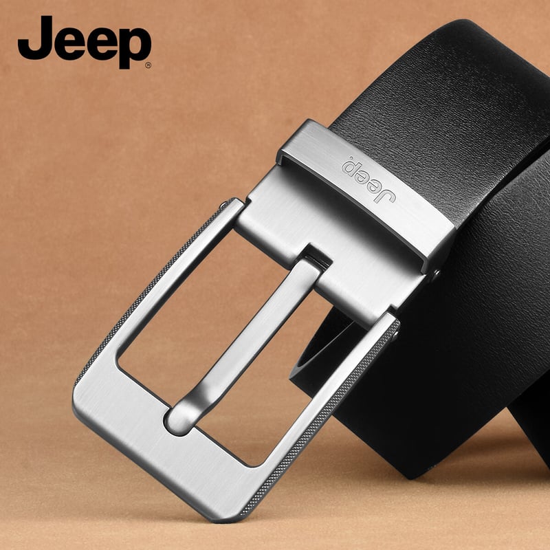 JEEP Men's Genuine Leather Belt - Classic Black