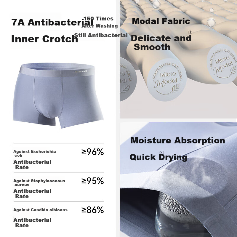 Navikail 3-Pack Small Sailboat Modal Underwear - Antibacterial & Quick-Dry