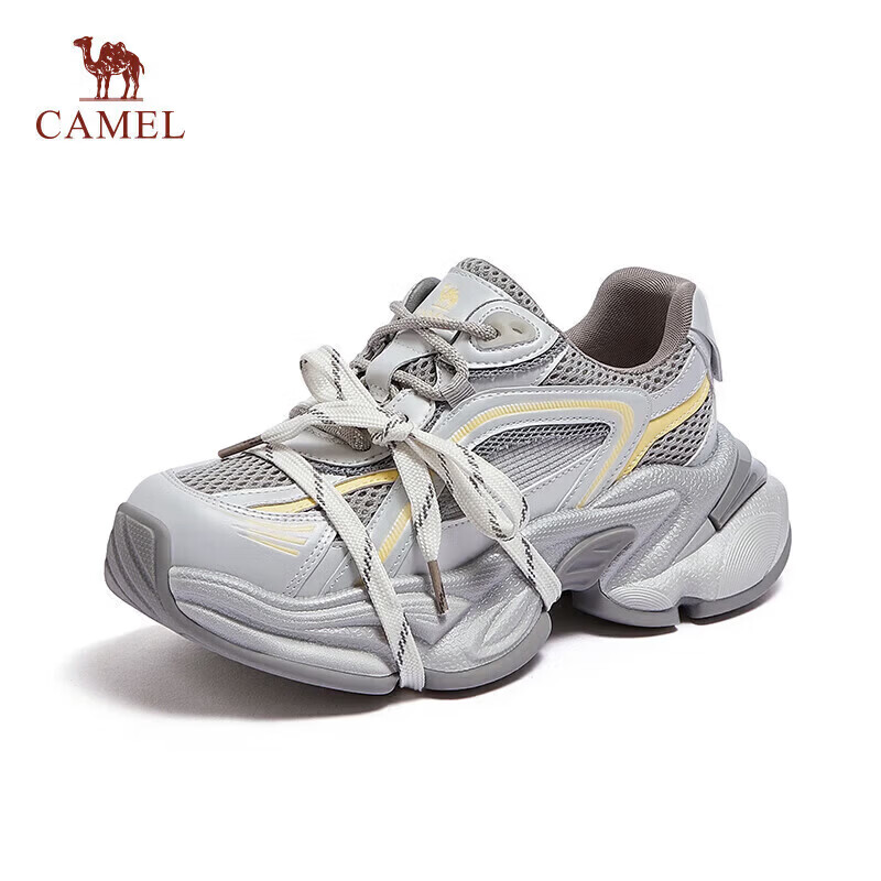 CAMEL Silver Star Dad Sneakers - Mesh Patchwork Thick Sole