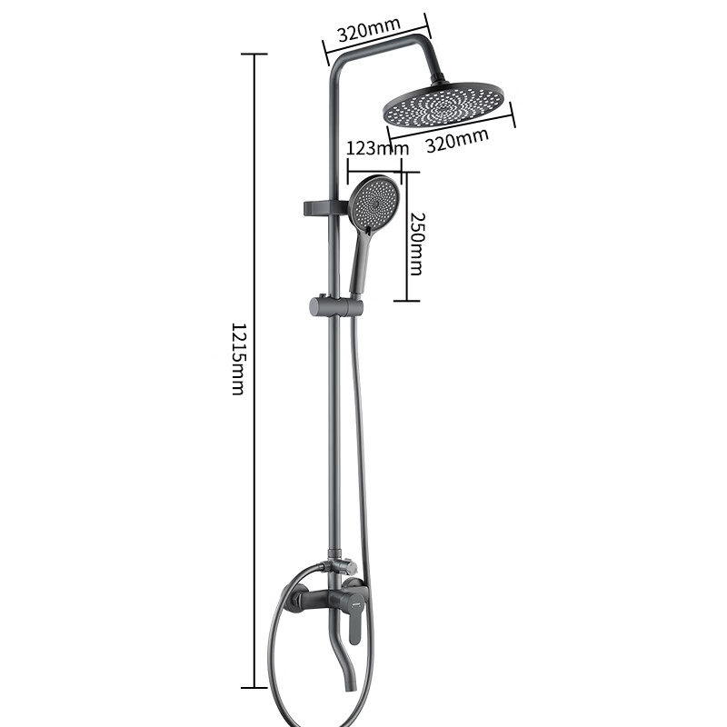 KEGOO 3-Function Gunmetal Shower Set with Copper Body