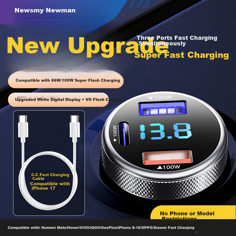Newsmy 100W Car Charger with Apple 15 Fast Charging Cable