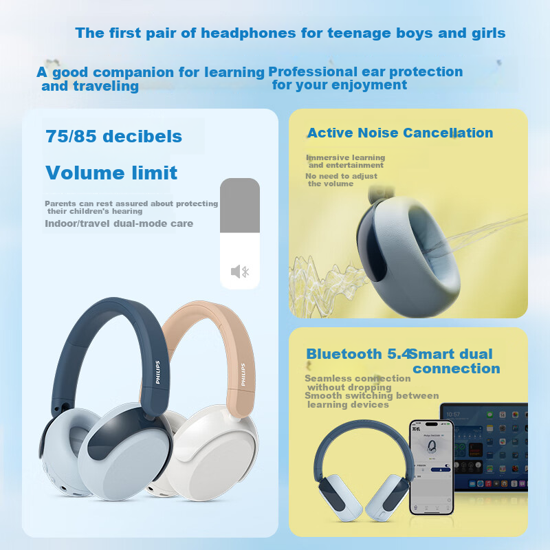 PHILIPS Kids Bluetooth Headphones with Ear Protection