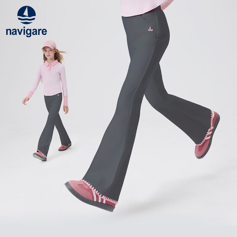 Navigare Girls' Flared Pants, Casual Kids Trousers