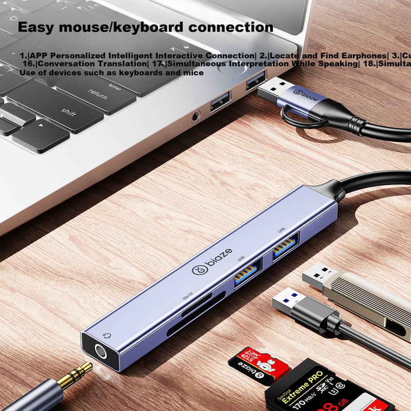 BIAZE Type-C/USB 1 to 4 Splitter Hub