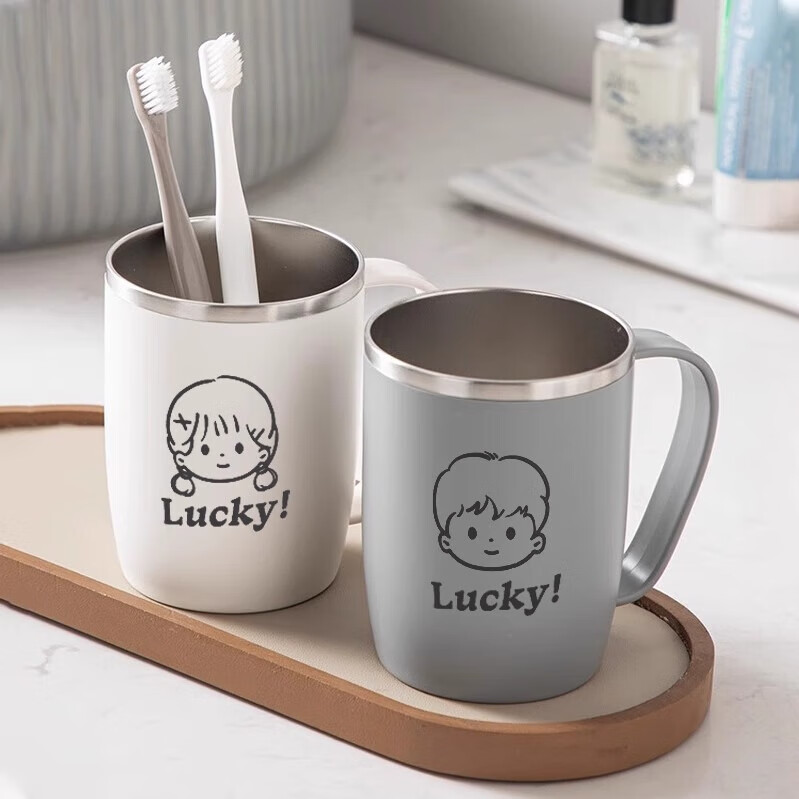 PINYU Stainless Steel Toothbrush Cup for Couples