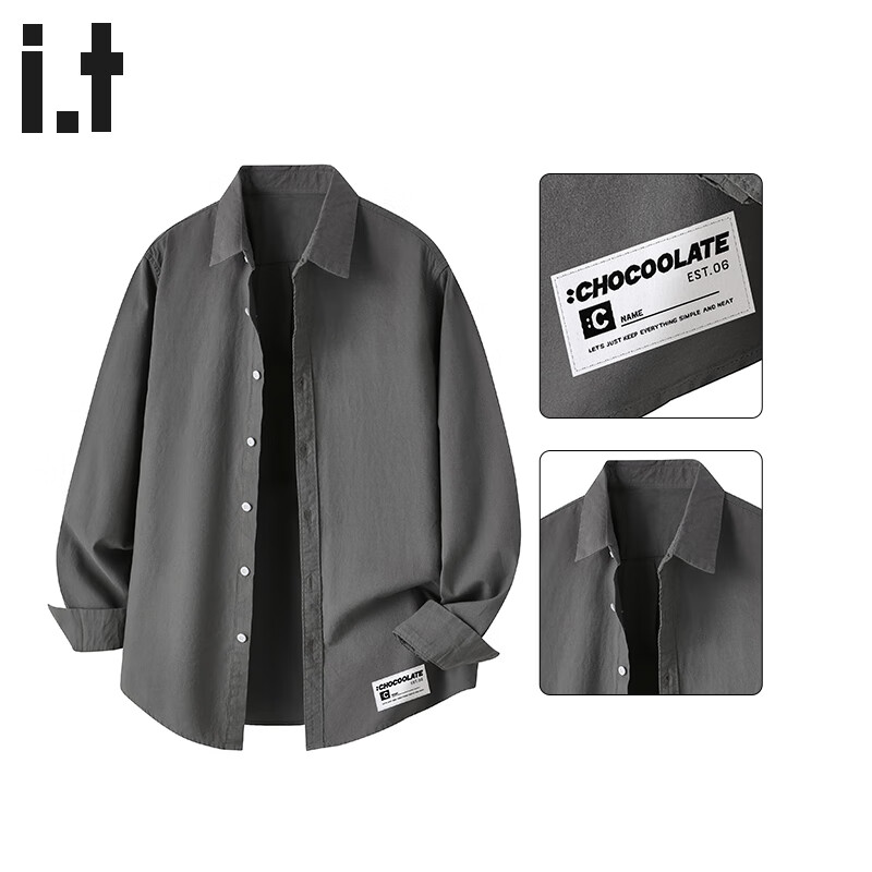 :CHOCOOLATE Men's Pure Cotton Long Sleeve Shirt