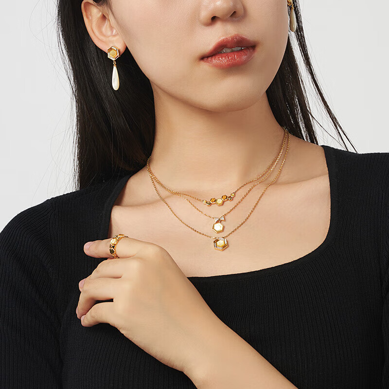 LOLA ROSE Honeycomb Necklace with Citrine and Tiger's Eye