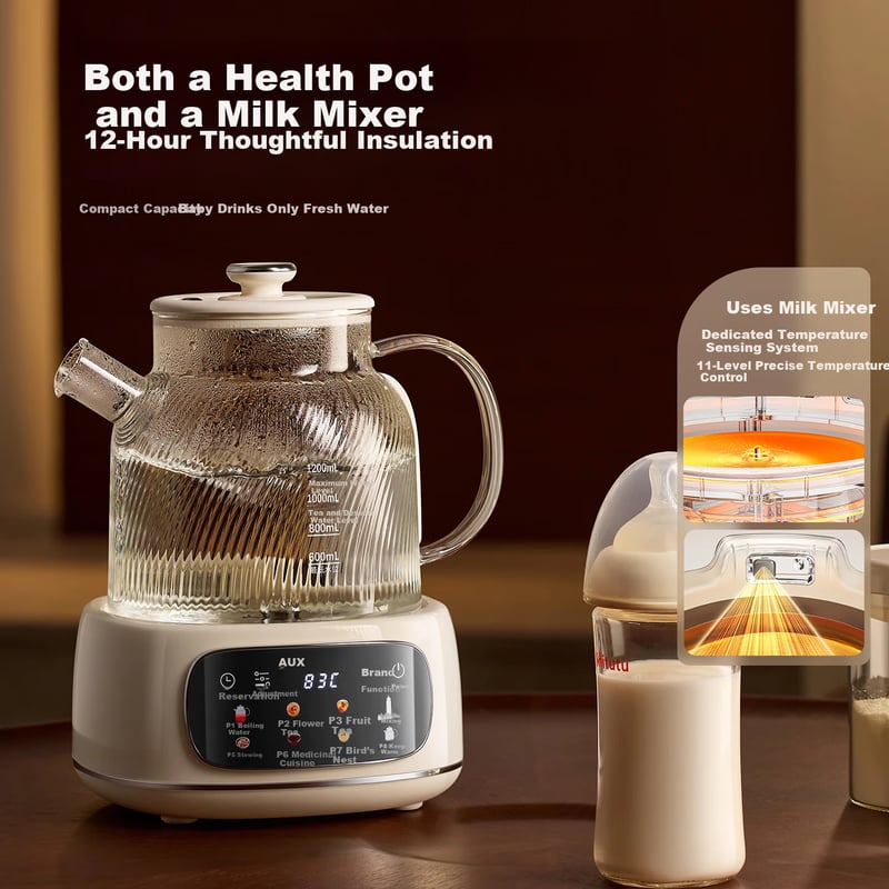 AUX All-Glass Health Kettle 1.2L