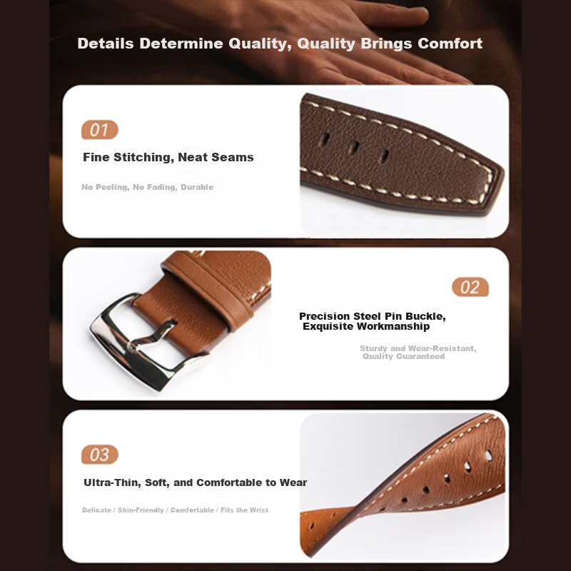 Stiger Genuine Leather Watch Band for Huawei Watch5/4/3/GT6/GT5