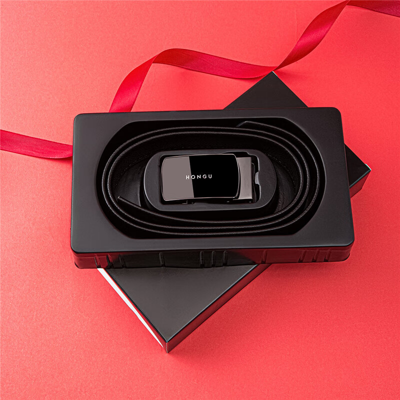 HONGU Men's Genuine Leather Automatic Buckle Belt