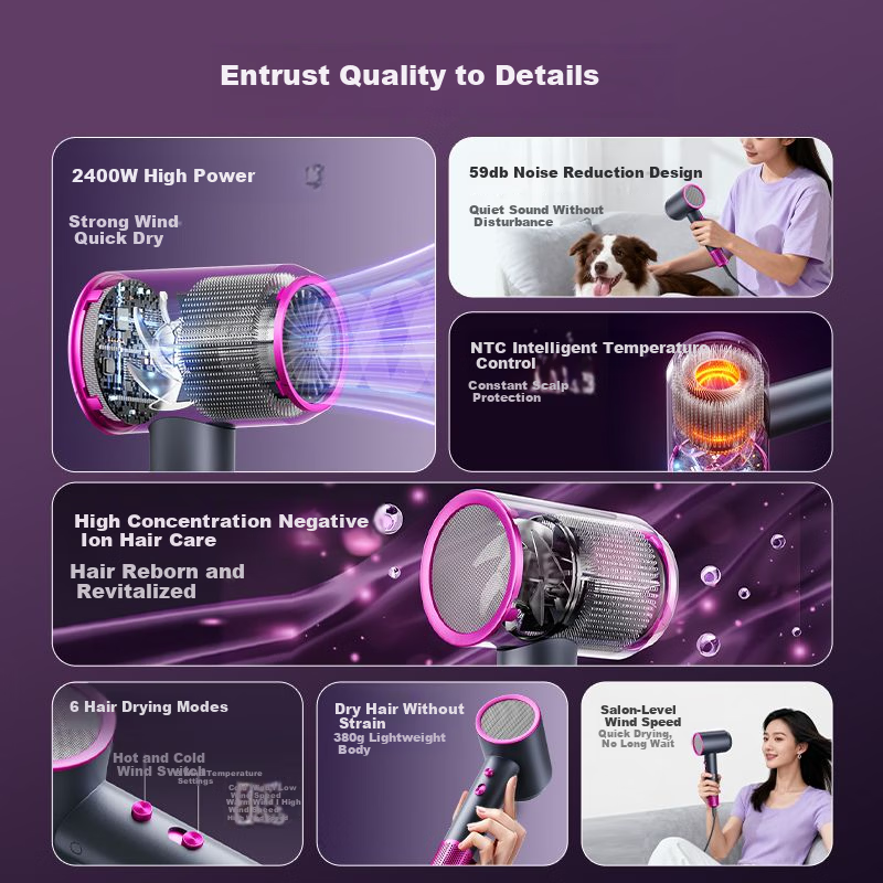 AUX High-Power 2400W Negative Ion Hair Dryer