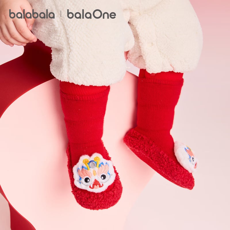 Balabala Kids Socks 2026 Spring Warm Anti-Slip Toddler Walking Socks