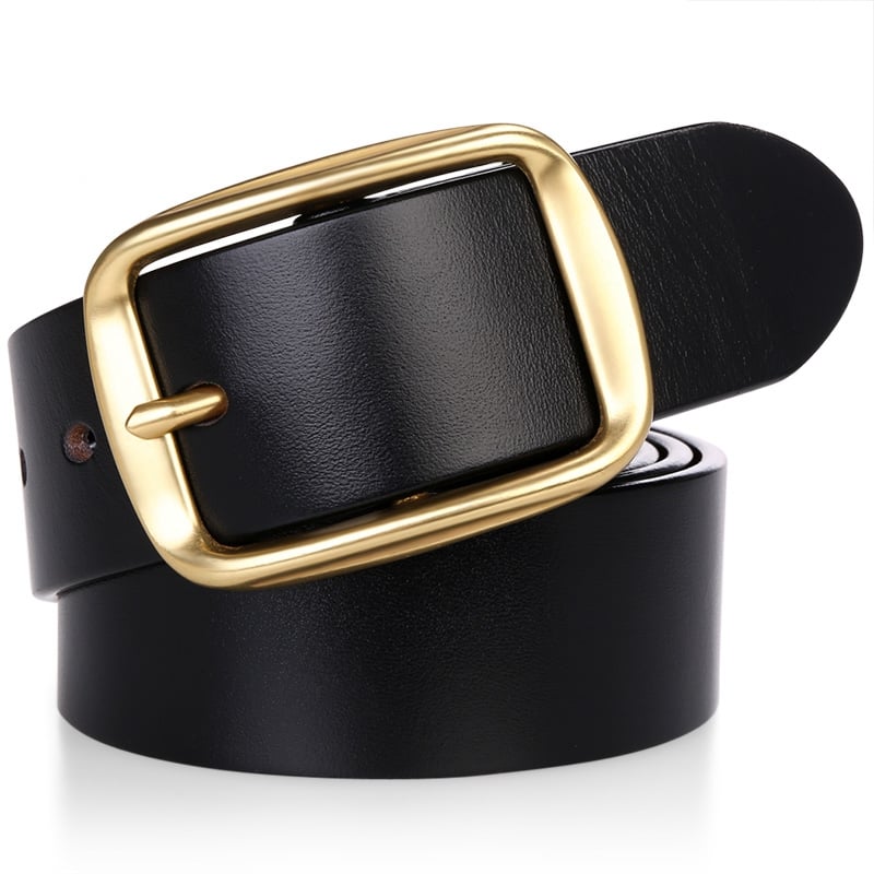 Cattlesboss Men's Belt with Copper Buckle - Genuine Top-Grain Leather