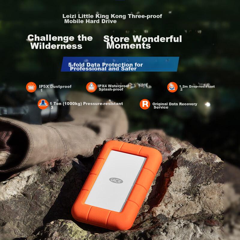 LaCie Rugged 4TB Portable Hard Drive - Shockproof & Waterproof