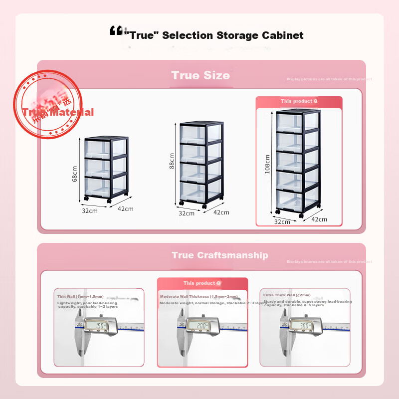 JEKO&JEKO 3-Tier Rolling Storage Cabinet