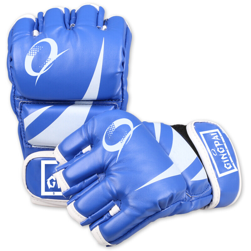 Jingpai Boxing Gloves - Blue Fingerless Gloves for Adults & Kids