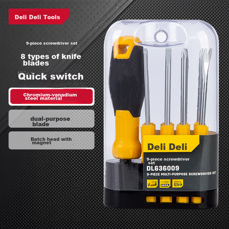 Deli 9-Piece Multi-Size Screwdriver Set