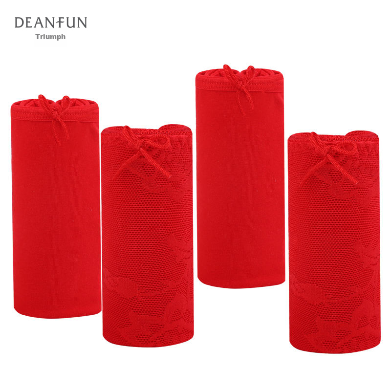 Deanfun Women's Underwear 4-Pack Red Lace Set