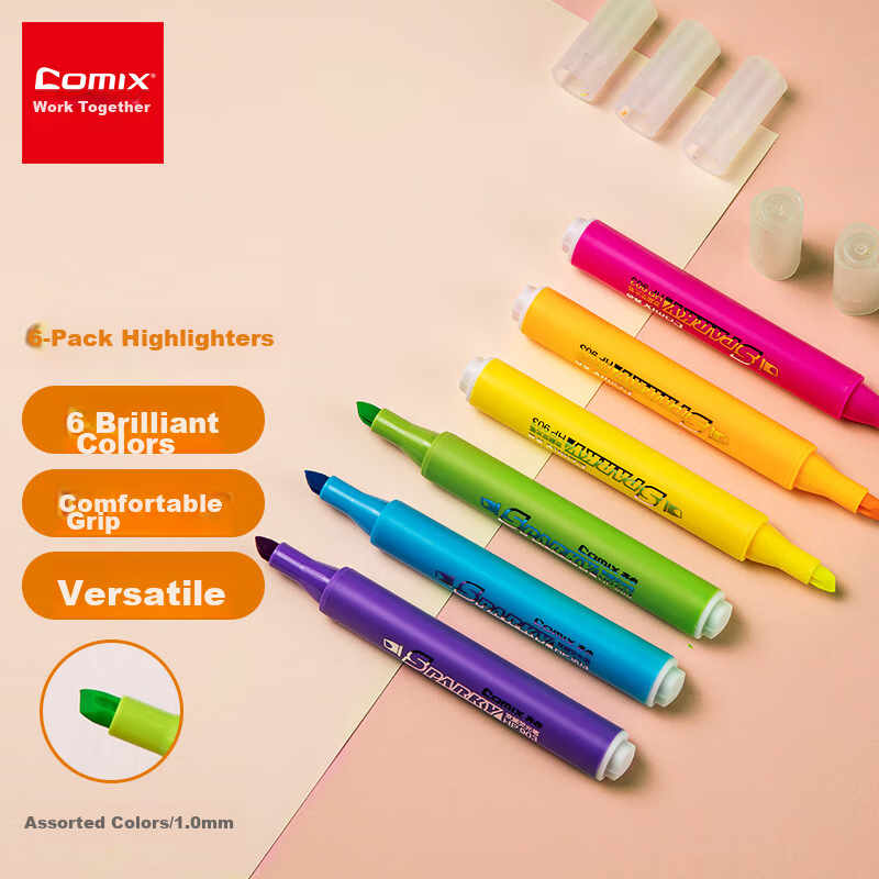 COMIX Highlighter 6-Color Set