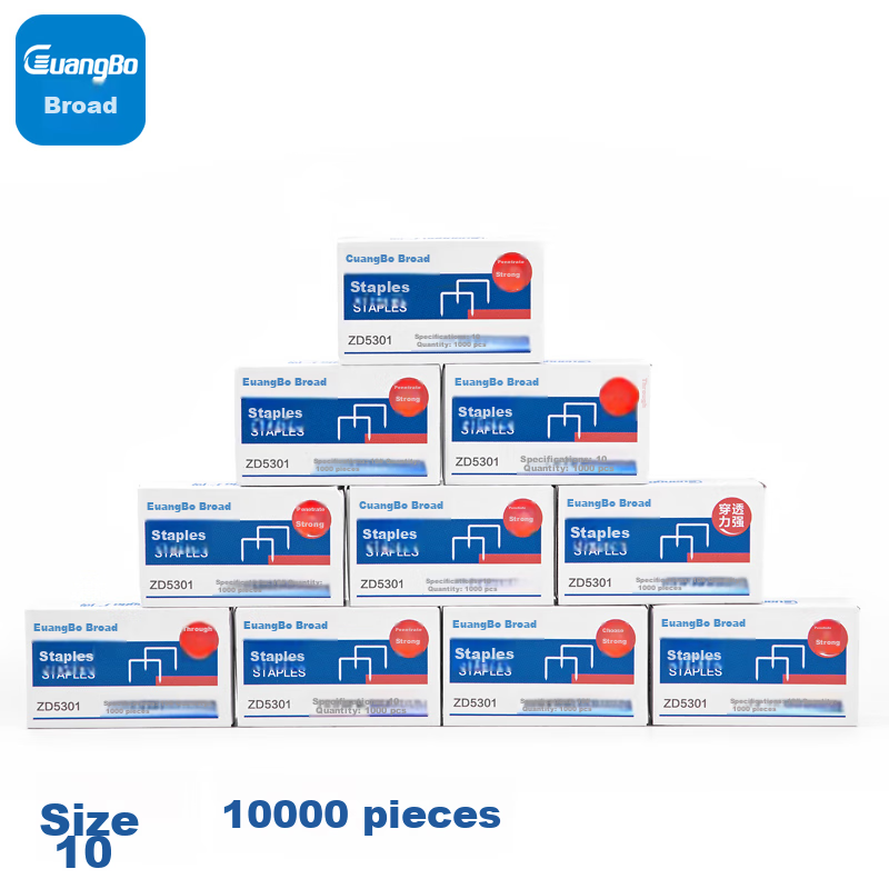GuangBo 10-Pack No. 10 Staples - 1000 Pieces Bulk Office Pack