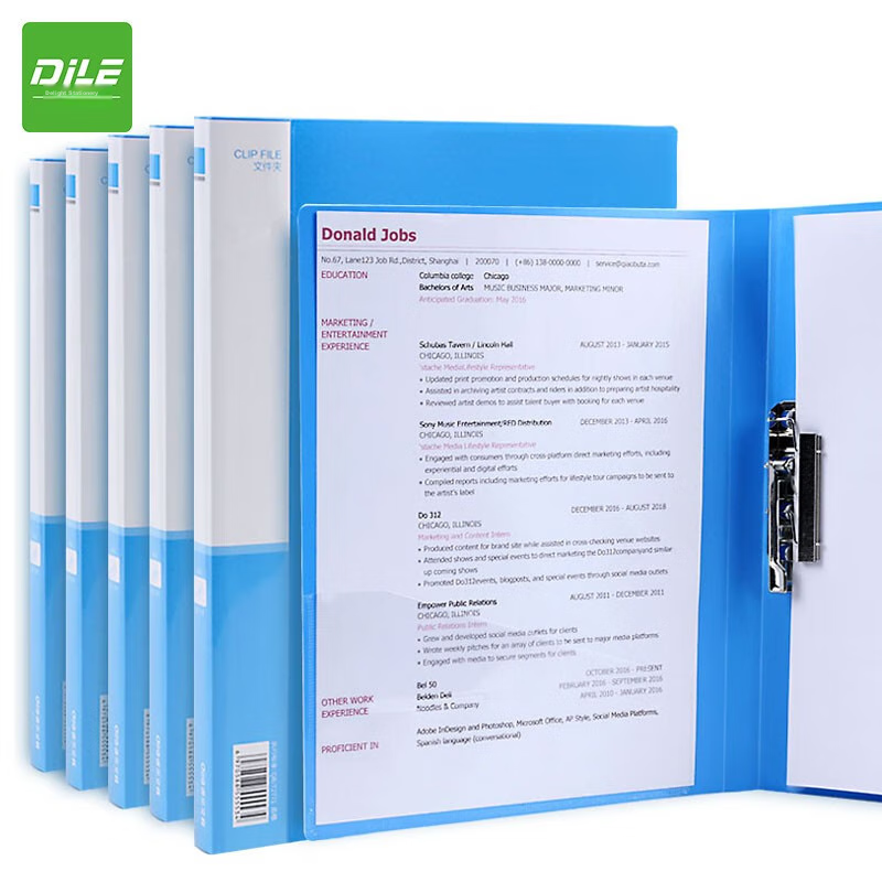 DiLe A4 Single-Clip File Folder - Blue