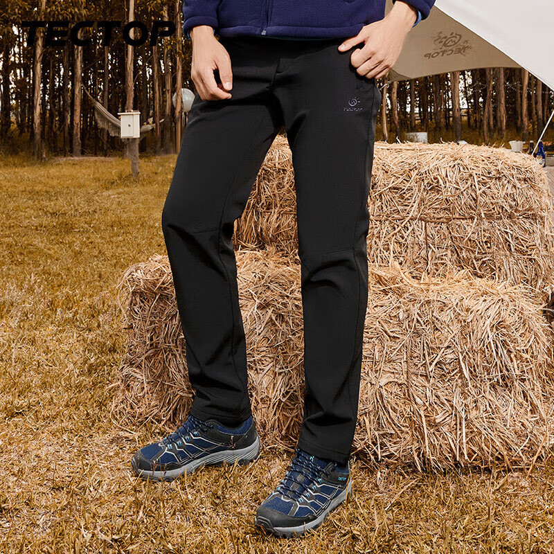 TECTOP Men's Windproof Softshell Pants - Fleece-Lined for Mountaineering