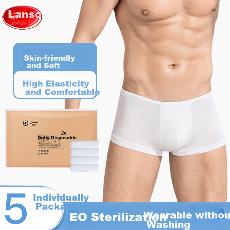 LangSha Men's Pure Cotton Boxer Briefs - 5 Pack