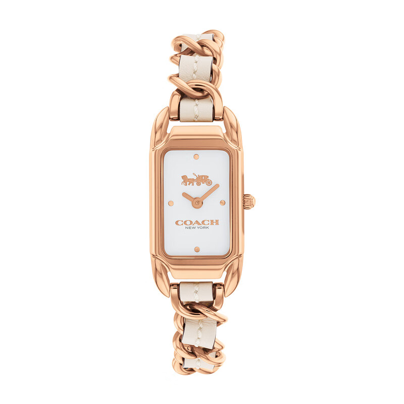 COACH CADIE Series Sugar Cube Watch Silver White Small Women's