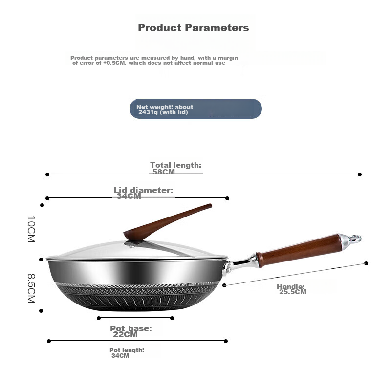 Maxcook 316 Stainless Steel Wok