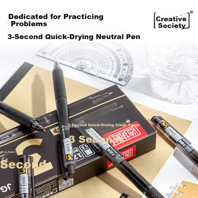 CHENQI Quick-Drying Smooth Gel Pen, 0.5mm Precision Tip, 12-Pack