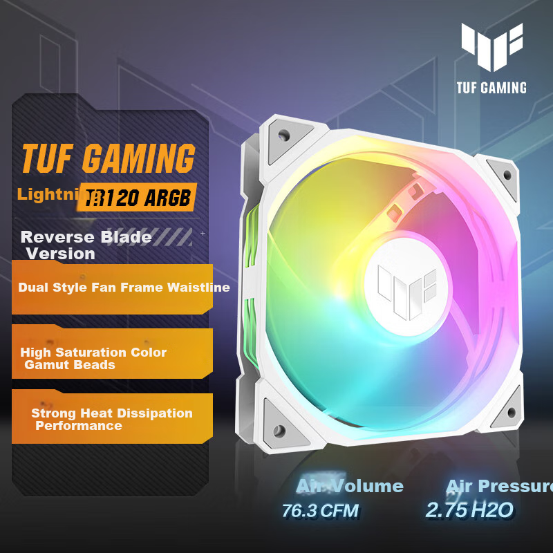 ASUS TUF GAMING TR120 Thunderbolt White ARGB Fan