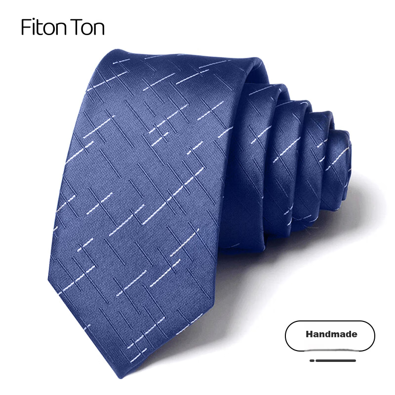 FitonTon Hand-Tied Necktie - Deep Blue Irregular Two-Tone Pattern