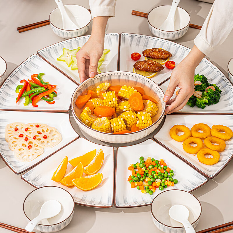 CERAMICS Light Gray Bowl and Plate Set for Housewarming