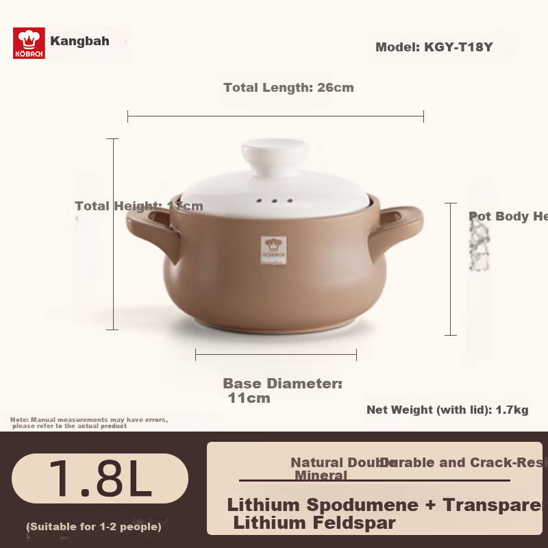 Kangbah Large Belly Clay Pot, 1.8L for 12 People