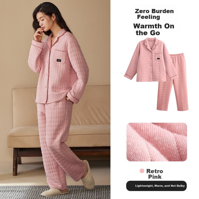 Autumndeer Cozy Winter 3-Layer Pajama Set for Couples