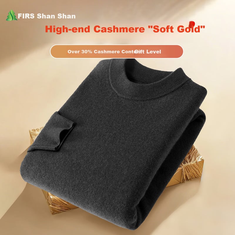 FIRS Men's Cashmere Sweater - Warm Wool Blend Pullover