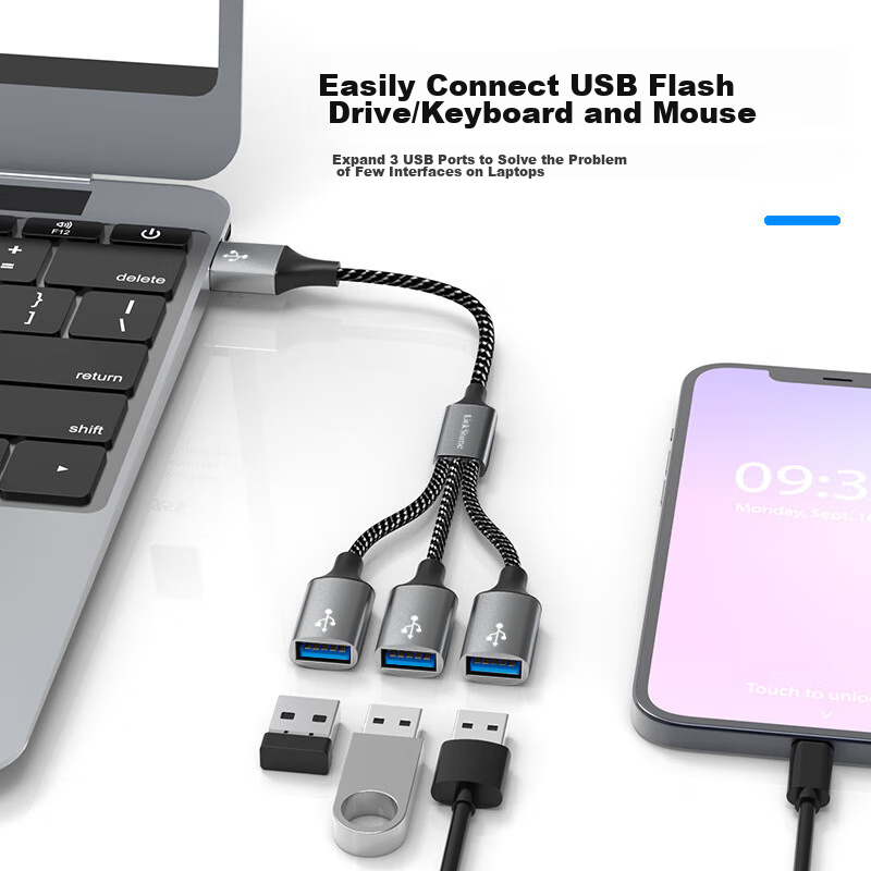 LinkStone 3-Port USB Hub Adapter