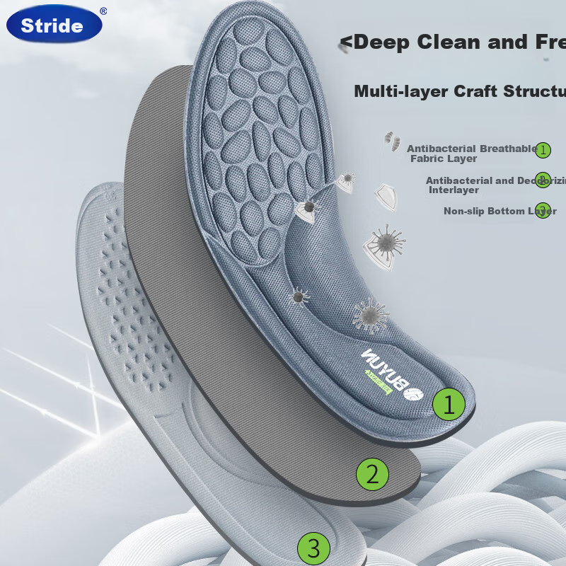 Buyun 4 Pairs Insoles - Odor-Resistant & Shock-Absorbing