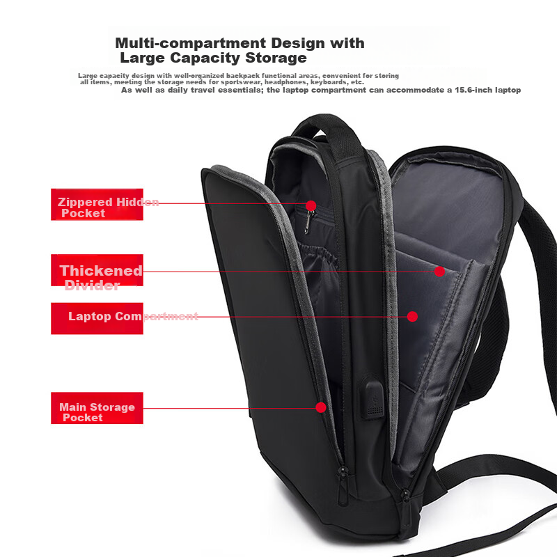 Biyoumei Men's Large 15" Laptop Backpack