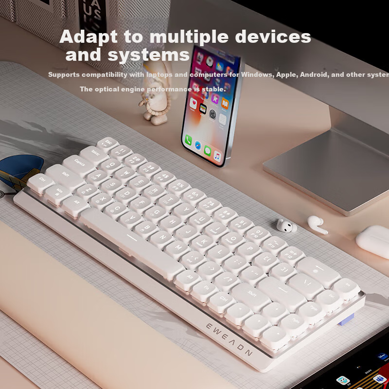 EWEADN MK68 Wireless Bluetooth Red Switch Keyboard