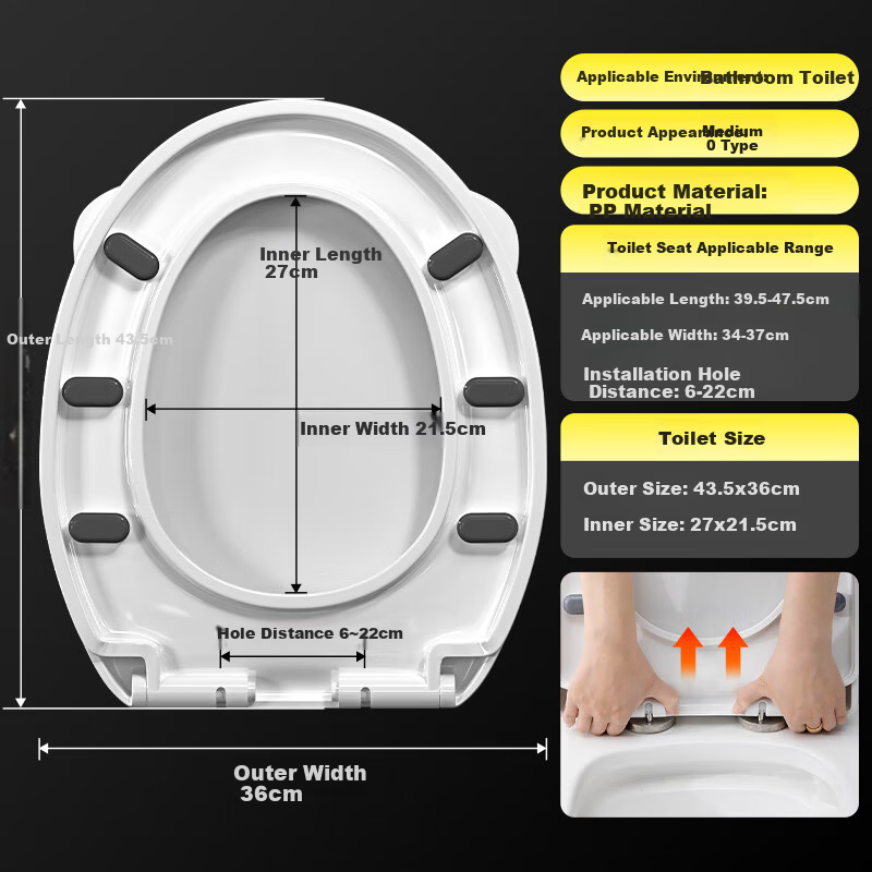 Muvi Thickened O-Shaped Toilet Seat with Handle