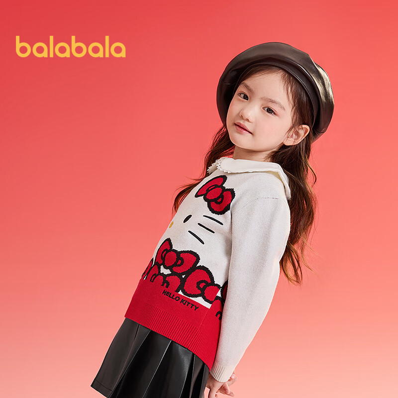 BALABALA HelloKitty Girls' Cute Knitted Cardigan