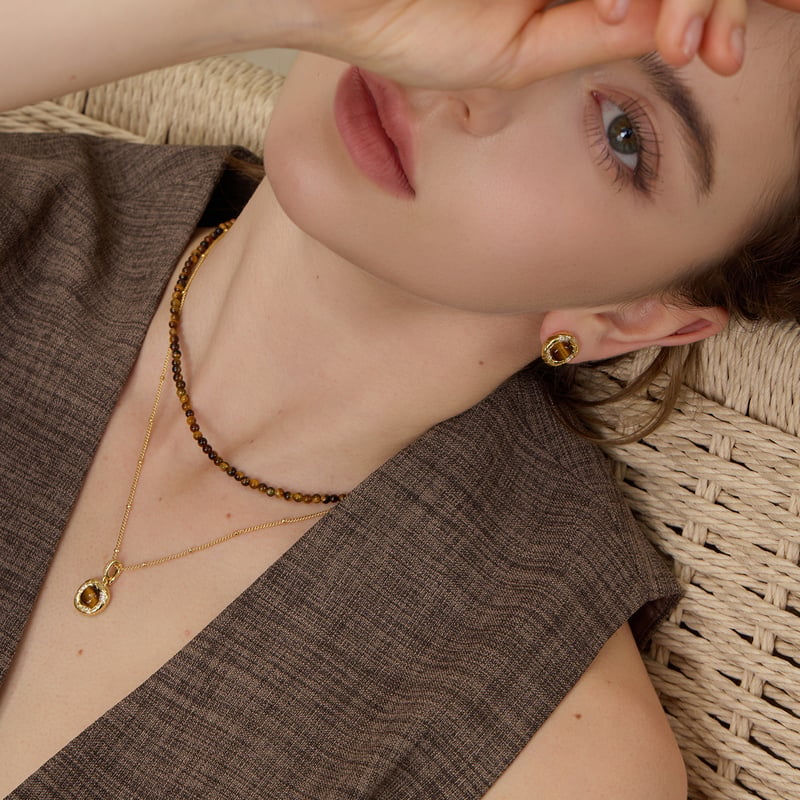 Arsis Hongyun Double-Layered Tiger's Eye Necklace