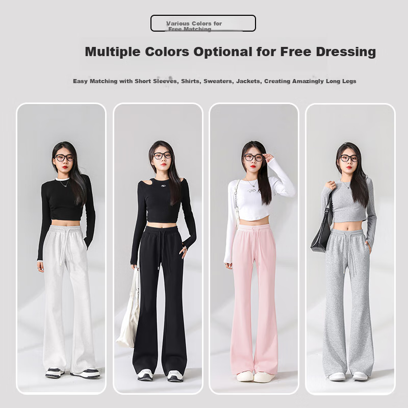 MJ STYLE Women's High-Waisted Micro-Flare Sweatpants
