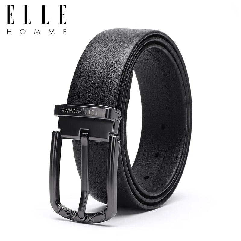 ELLE HOMME Men's Leather Belt with Pin Buckle