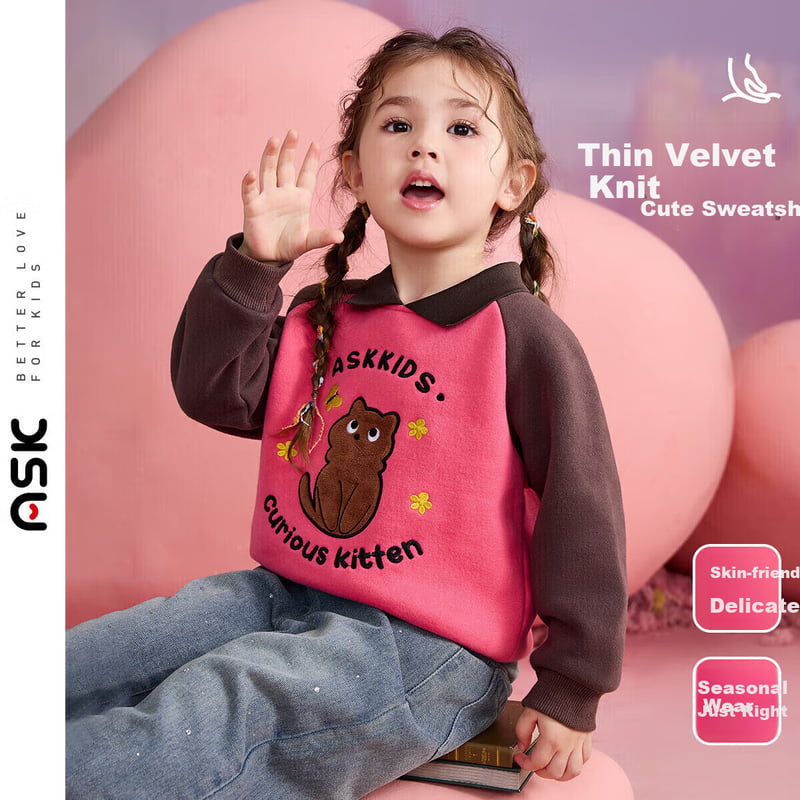ASK JUNIOR Girls' Cute Pink Sweatshirt 2025