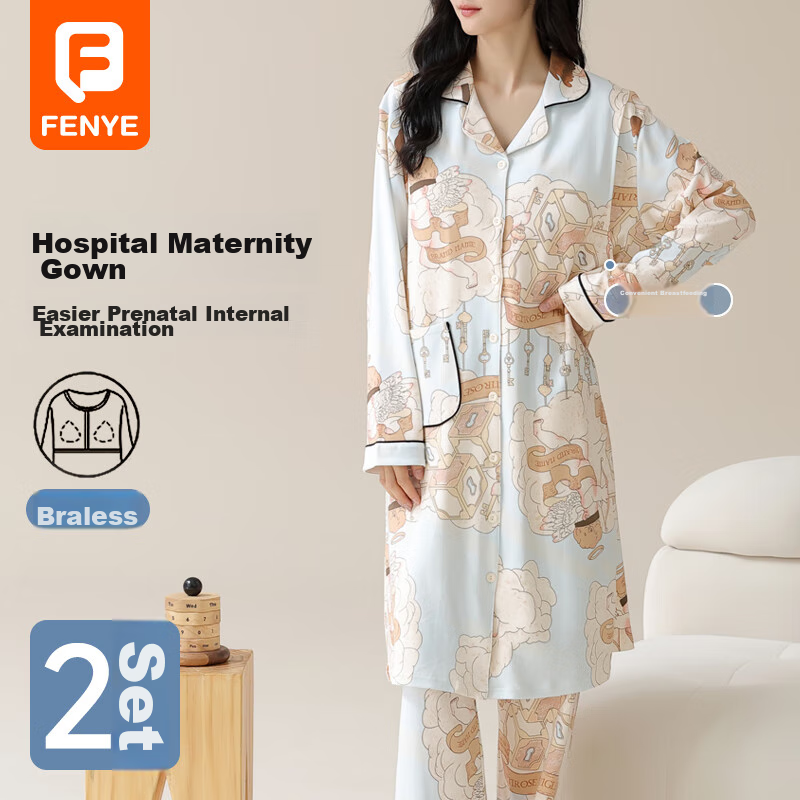 FENYE Maternity Nursing Nightgown with Chest Pads