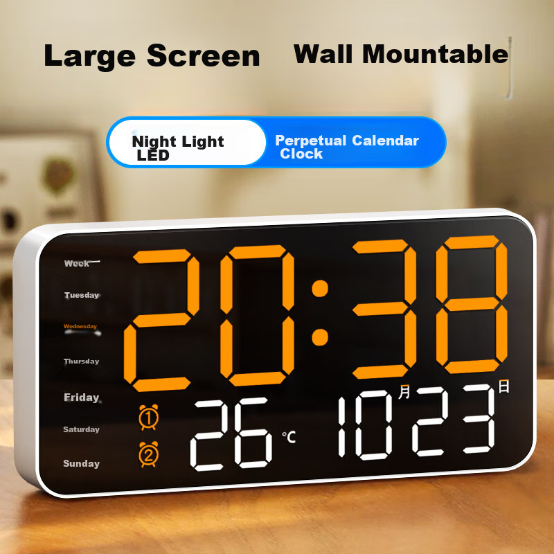BBA Wall Clock with LED Display and Pendulum Stand