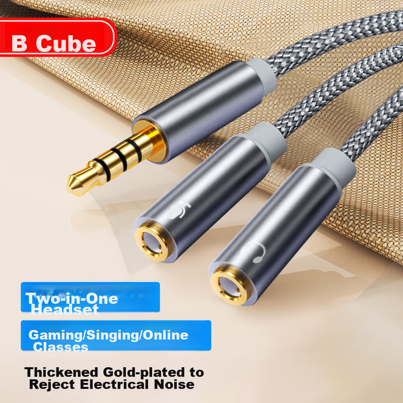 BURLEFRAN Headphone Microphone Cable - 3.5mm Audio Split